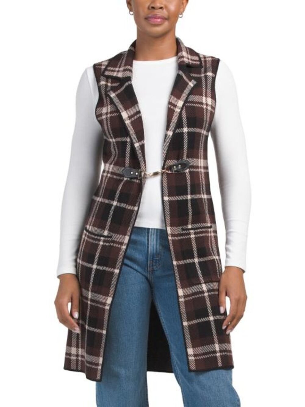BB DAKOTA Sleveless Open Front Notch Collar Buckle Vest